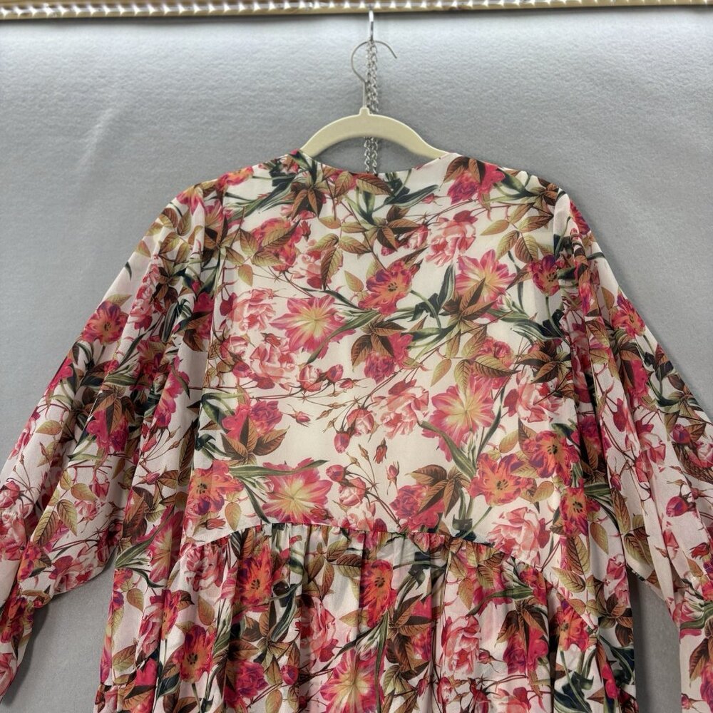 Gianni Bini Chiffon V Neck Shift Dress Wava Sz Medium Poppy Floral Print, Boho‎ - Picture 8 of 15